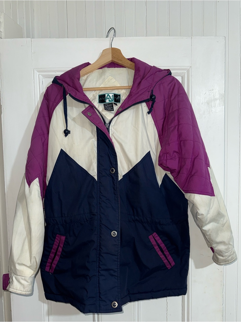 Vintage 80s/90s Andy Johns Geometric Colorblock Ski Puffer Jacket